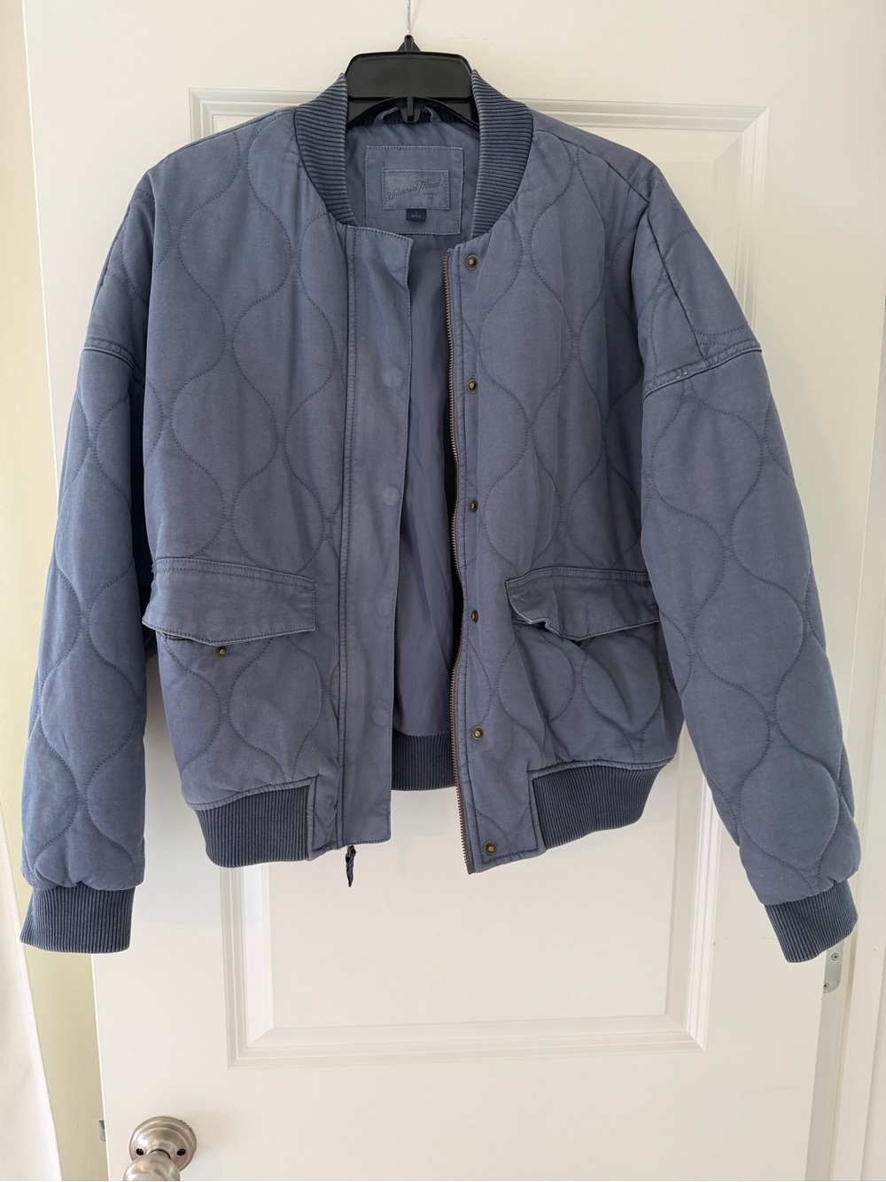 Threshold Quilted Bomber Jacket in Dusty Blue